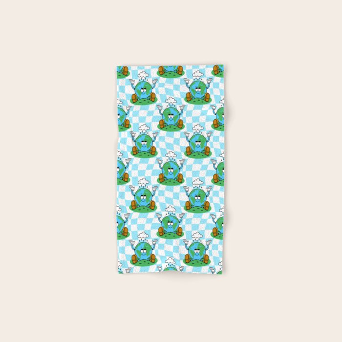 Retro earth planet cartoon pattern Bath Towel Gallery Image 1