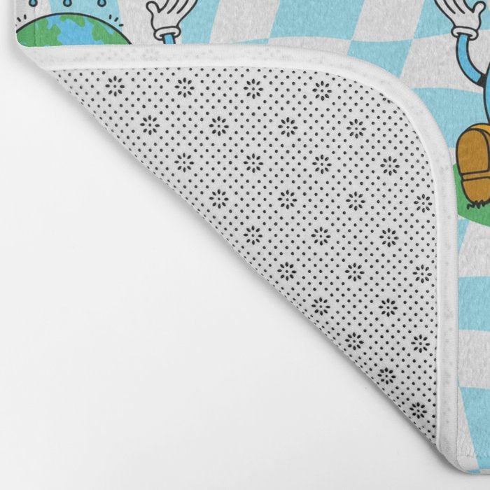 Retro earth planet cartoon pattern Bath Mat Gallery Image 2