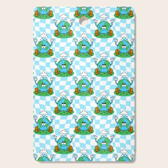 Retro earth planet cartoon pattern Cutting Board Gallery Image 1