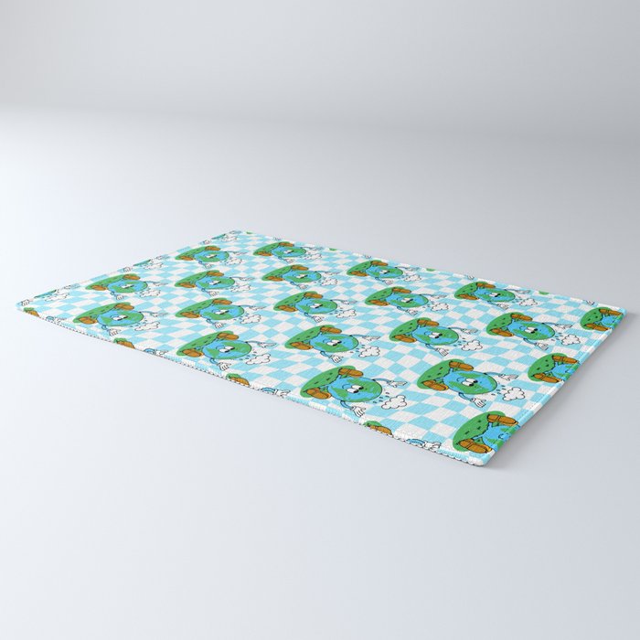 Retro earth planet cartoon pattern Rug Gallery Image 3