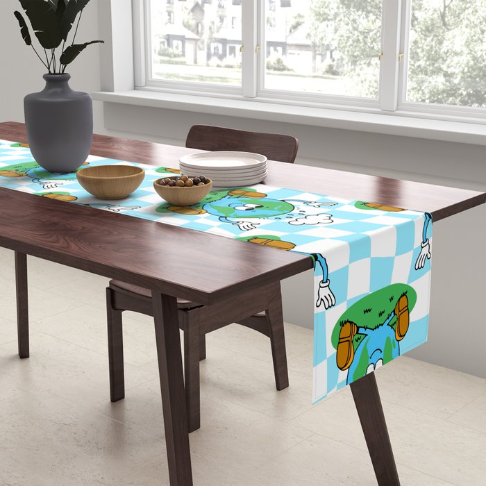 Retro earth planet cartoon pattern Table Runner Gallery Image 2