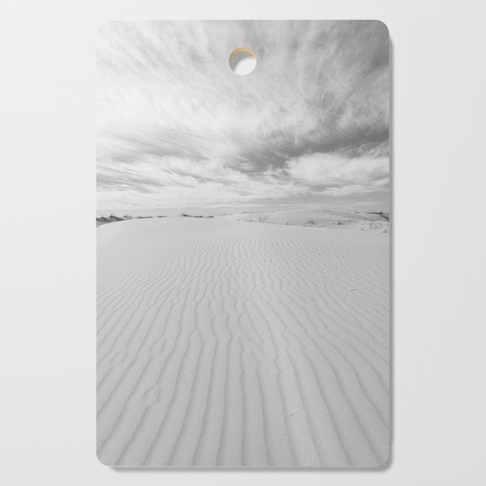 Black and white sand dunes dramatic clouds x Monohan State Park Texas Cutting Board Gallery Image 1