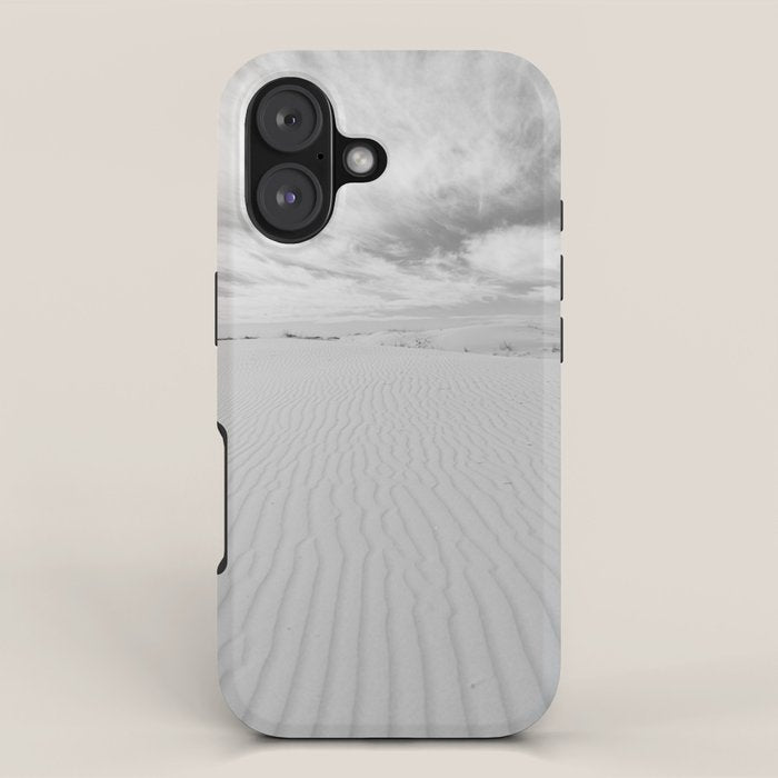 Black and white sand dunes dramatic clouds x Monohan State Park Texas iPhone Case Gallery Image 1
