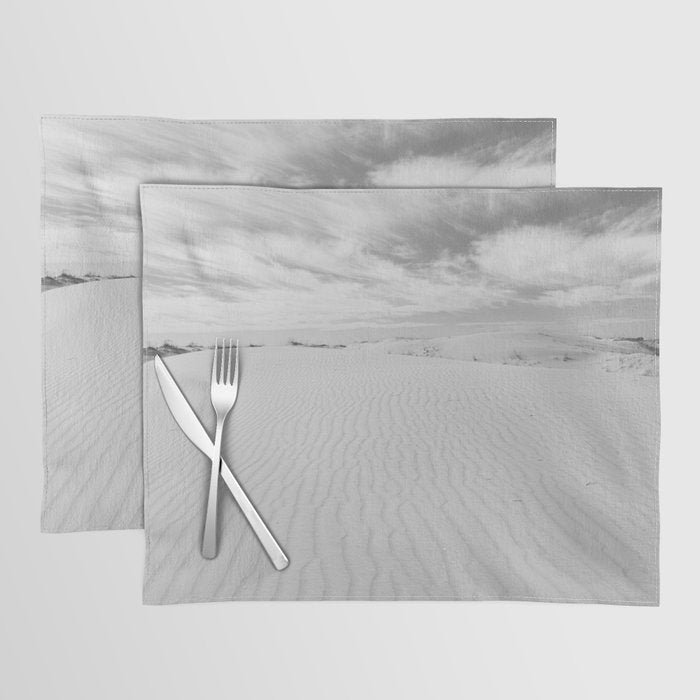 Black and white sand dunes dramatic clouds x Monohan State Park Texas Placemat Gallery Image 1