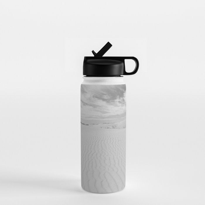 Black and white sand dunes dramatic clouds x Monohan State Park Texas Water Bottle Gallery Image 1