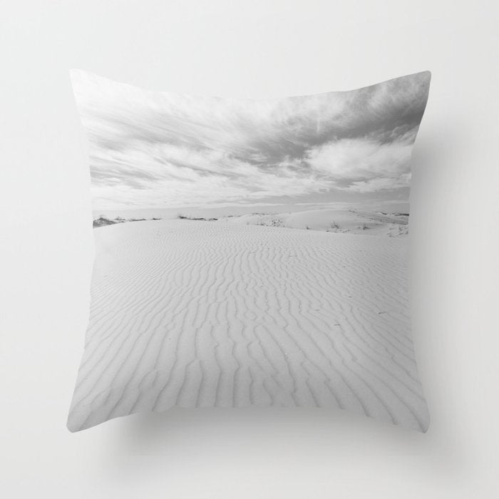 Black and white sand dunes dramatic clouds x Monohan State Park Texas Throw Pillow Gallery Image 6
