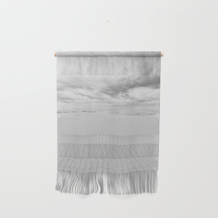 Black and white sand dunes dramatic clouds x Monohan State Park Texas Wall Hanging Gallery Image 1