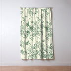 Toile de Jouy Wild Roses Forest Green Floral Window Curtain Gallery Image 3