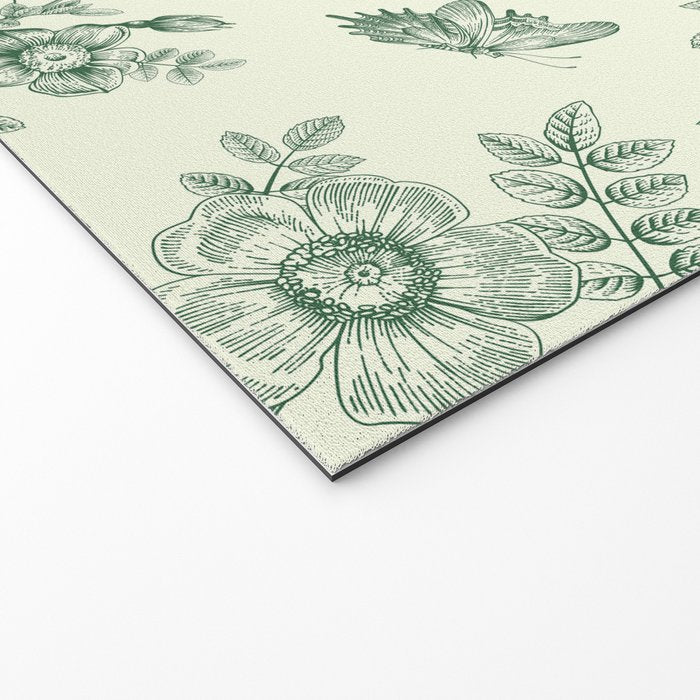 Toile de Jouy Wild Roses Forest Green Floral Welcome Mat Gallery Image 2