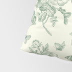 Toile de Jouy Wild Roses Forest Green Floral Pillow Sham Gallery Image 4