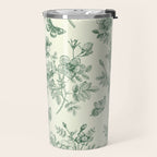 Toile de Jouy Wild Roses Forest Green Floral Travel Mug Gallery Image 2