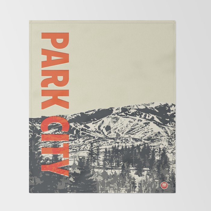 Park City Vintage Modern Poster Throw Blanket Gallery Image 2
