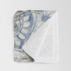 Mandala Flower, Blue and Gold, Floral Prints Throw Blanket Gallery Image 3