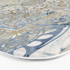 Mandala Flower, Blue and Gold, Floral Prints Bath Mat Gallery Image 3