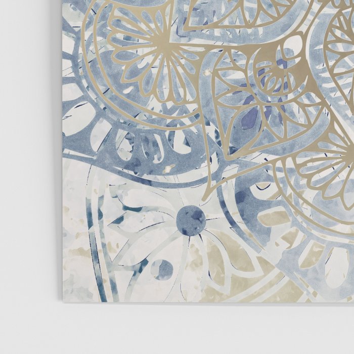 Mandala Flower, Blue and Gold, Floral Prints Poster Gallery Image 3