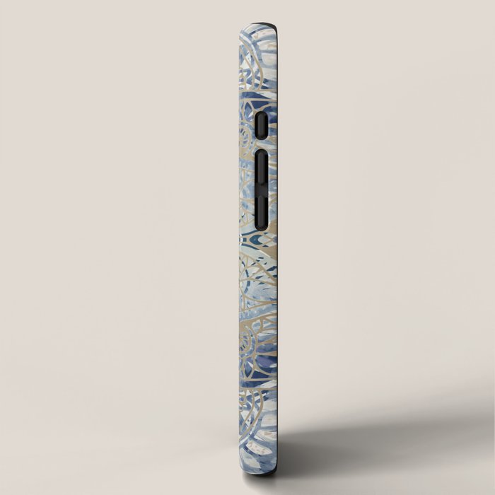 Mandala Flower, Blue and Gold, Floral Prints iPhone Case Gallery Image 2