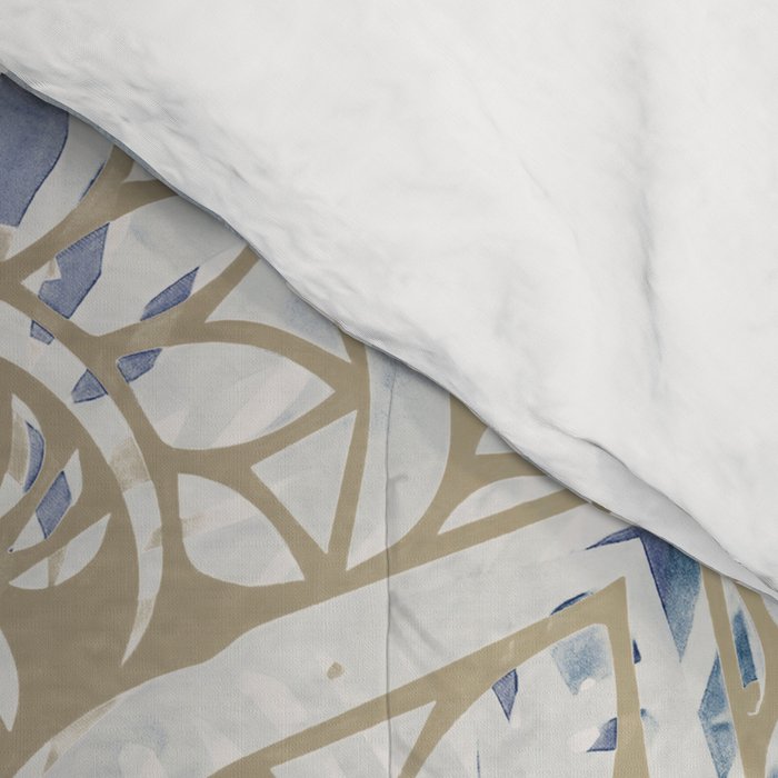 Mandala Flower, Blue and Gold, Floral Prints Comforter Gallery Image 4
