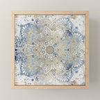 Mandala Flower, Blue and Gold, Floral Prints Mini Art Print Gallery Image 1