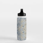 Mandala Flower, Blue and Gold, Floral Prints Water Bottle Gallery Image 3