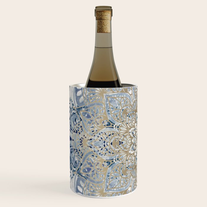 Mandala Flower, Blue and Gold, Floral Prints Wine Chiller Gallery Image 2