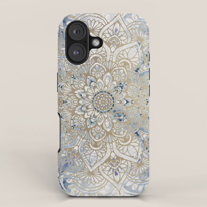 Mandala Flower, Blue and Gold, Floral Prints iPhone Case Gallery Image 1