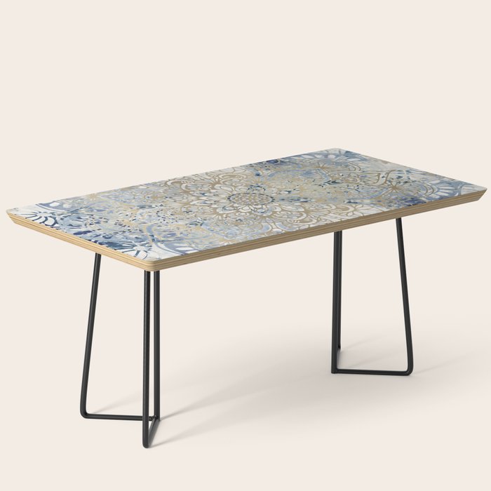Mandala Flower, Blue and Gold, Floral Prints Coffee Table Gallery Image 1