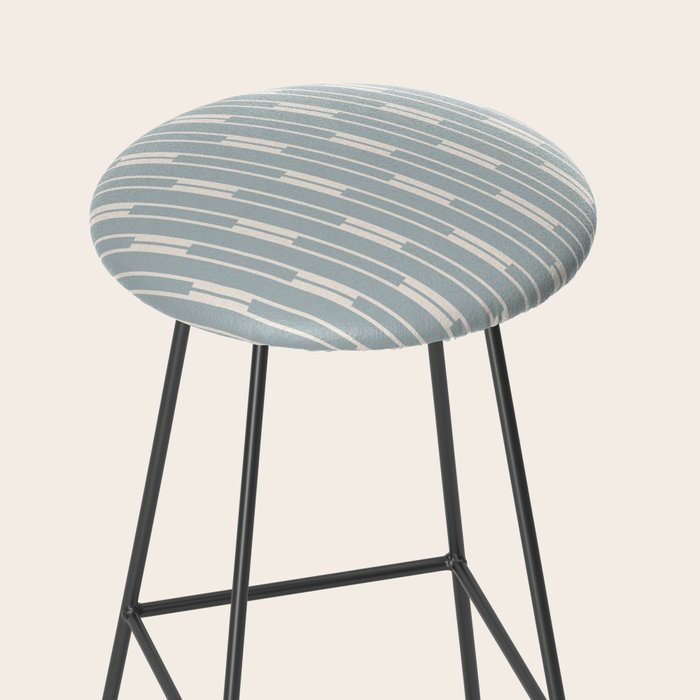 Minimalist Geo Chain Vertical  Block Stripe Pattern in Light Blue Gray and Cream Stool Gallery Image 2