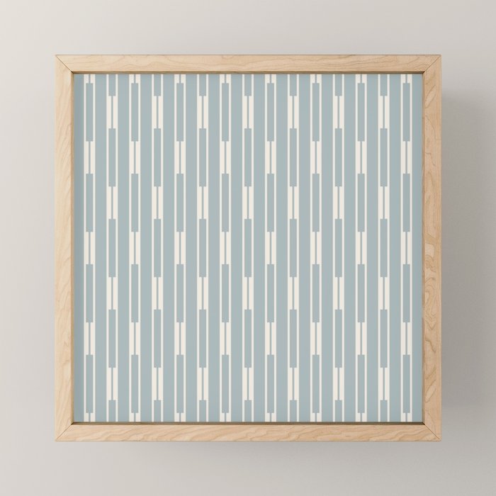Minimalist Geo Chain Vertical  Block Stripe Pattern in Light Blue Gray and Cream Mini Art Print Gallery Image 1