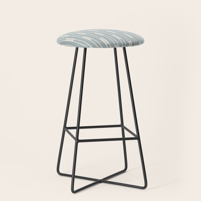 Minimalist Geo Chain Vertical  Block Stripe Pattern in Light Blue Gray and Cream Stool Gallery Image 1