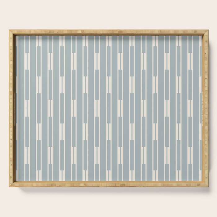 Minimalist Geo Chain Vertical  Block Stripe Pattern in Light Blue Gray and Cream Serving Tray Gallery Image 1