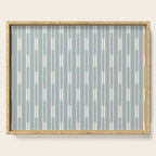 Minimalist Geo Chain Vertical  Block Stripe Pattern in Light Blue Gray and Cream Serving Tray Gallery Image 1