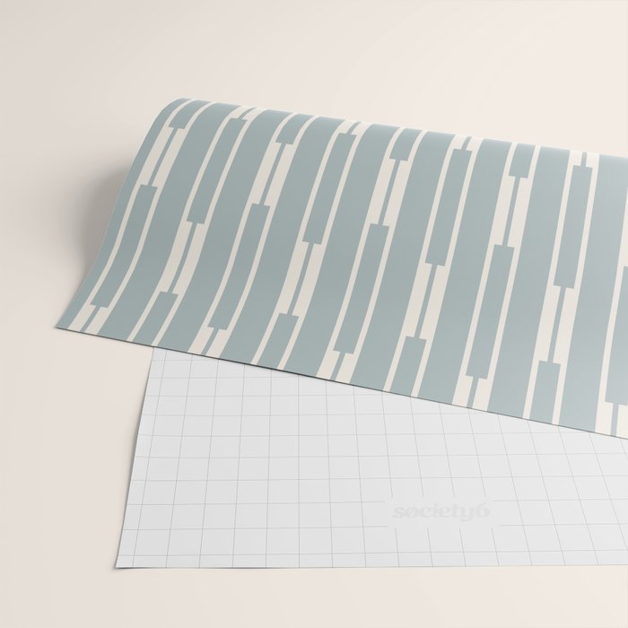 Minimalist Geo Chain Vertical  Block Stripe Pattern in Light Blue Gray and Cream Wrapping Paper Gallery Image 2