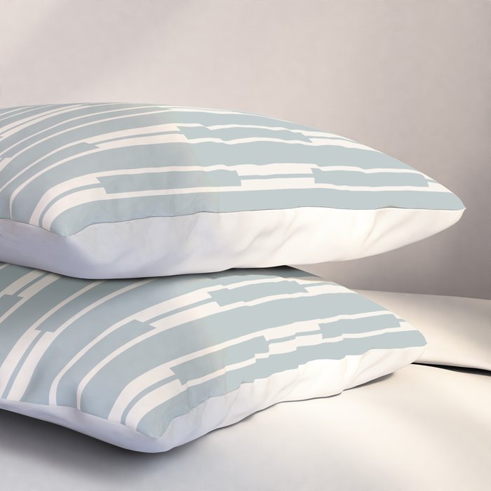 Minimalist Geo Chain Vertical  Block Stripe Pattern in Light Blue Gray and Cream Pillow Sham Gallery Image 3