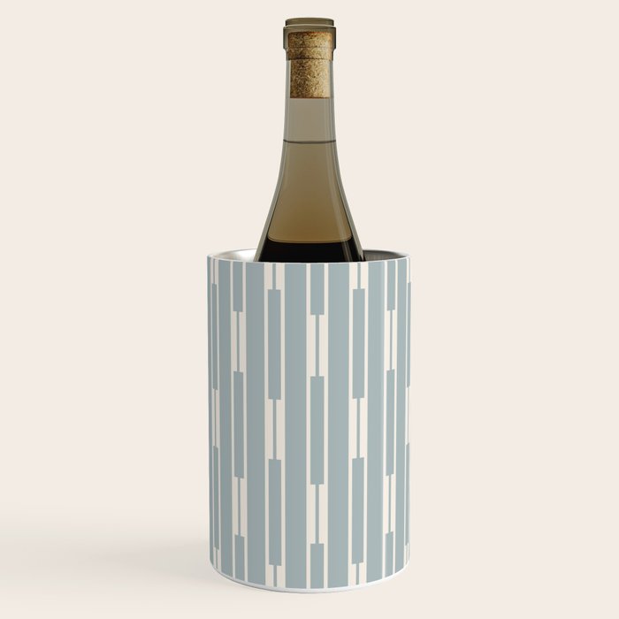 Minimalist Geo Chain Vertical  Block Stripe Pattern in Light Blue Gray and Cream Wine Chiller Gallery Image 2