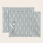 Minimalist Geo Chain Vertical  Block Stripe Pattern in Light Blue Gray and Cream Placemat Gallery Image 1