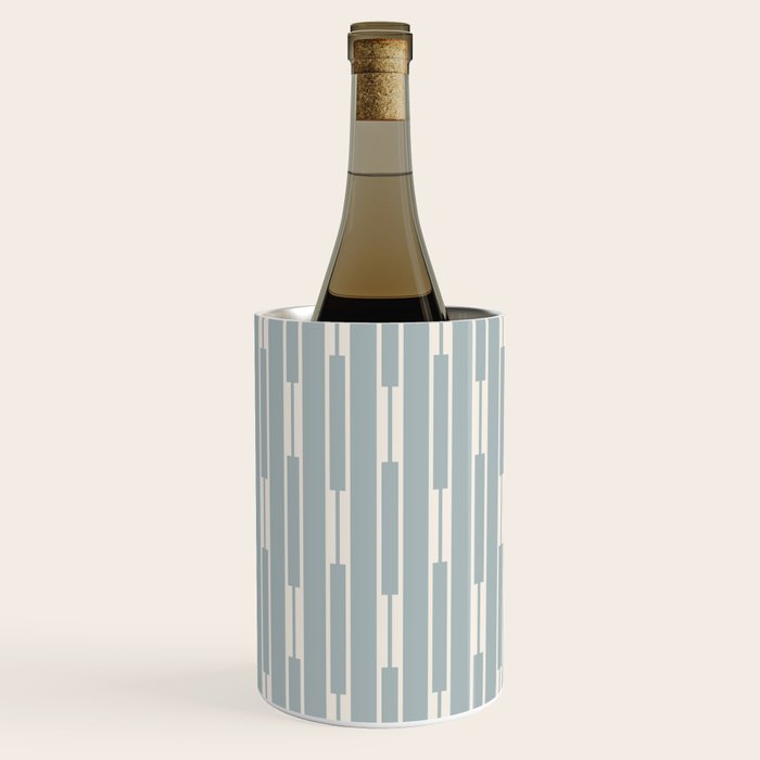Minimalist Geo Chain Vertical  Block Stripe Pattern in Light Blue Gray and Cream Wine Chiller Gallery Image 3