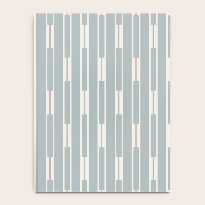 Minimalist Geo Chain Vertical  Block Stripe Pattern in Light Blue Gray and Cream Notebook Gallery Image 4