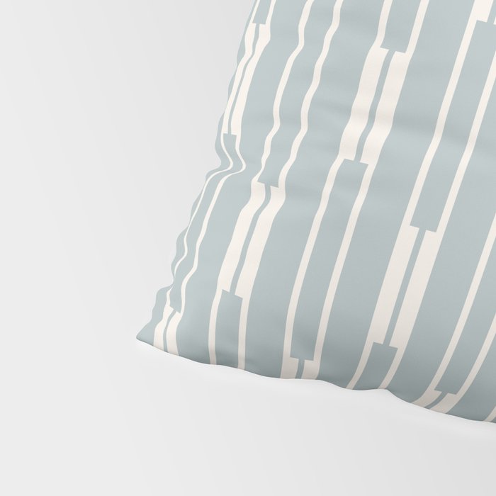 Minimalist Geo Chain Vertical  Block Stripe Pattern in Light Blue Gray and Cream Pillow Sham Gallery Image 4