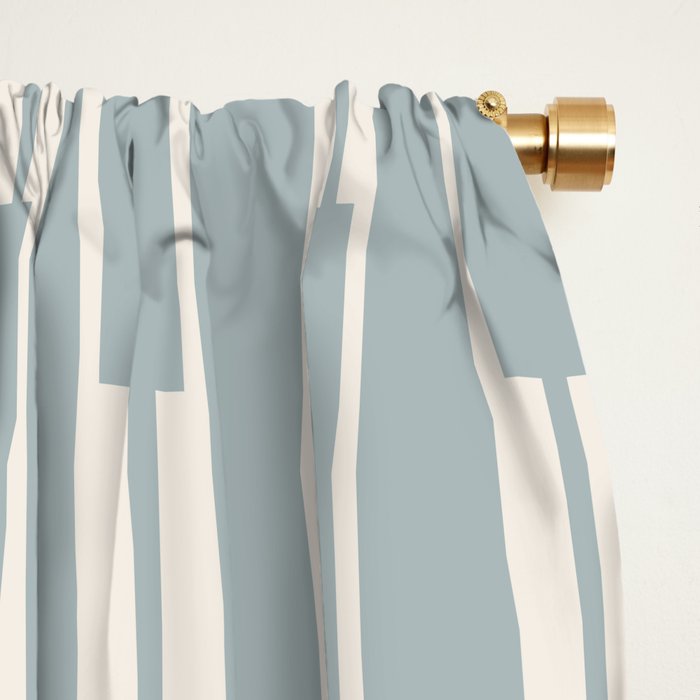 Minimalist Geo Chain Vertical  Block Stripe Pattern in Light Blue Gray and Cream Window Curtain Gallery Image 2