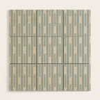 Minimalist Geo Chain Vertical  Block Stripe Pattern in Light Blue Gray and Cream Wood Wall Art Gallery Image 1