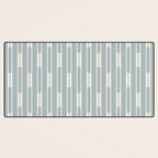 Minimalist Geo Chain Vertical  Block Stripe Pattern in Light Blue Gray and Cream Desk Mat Gallery Image 3