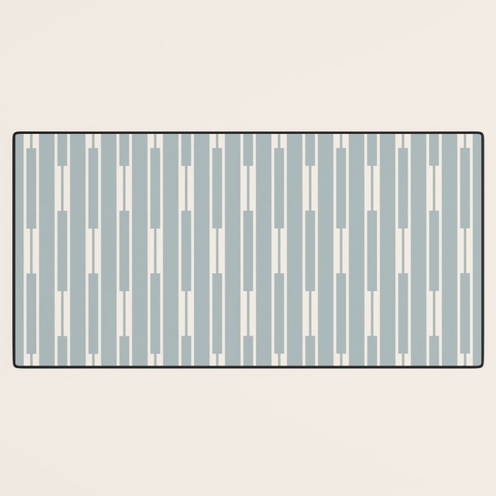 Minimalist Geo Chain Vertical  Block Stripe Pattern in Light Blue Gray and Cream Desk Mat Gallery Image 3