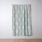 Minimalist Geo Chain Vertical  Block Stripe Pattern in Light Blue Gray and Cream Window Curtain Gallery Image 3
