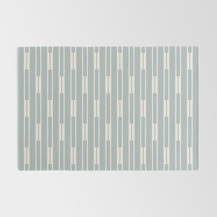 Minimalist Geo Chain Vertical  Block Stripe Pattern in Light Blue Gray and Cream Rug Gallery Image 2