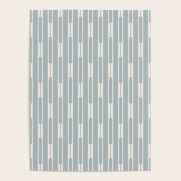 Minimalist Geo Chain Vertical  Block Stripe Pattern in Light Blue Gray and Cream Poster Gallery Image 4