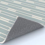 Minimalist Geo Chain Vertical  Block Stripe Pattern in Light Blue Gray and Cream Rug Gallery Image 4