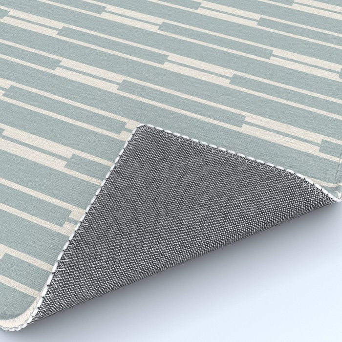 Minimalist Geo Chain Vertical  Block Stripe Pattern in Light Blue Gray and Cream Rug Gallery Image 4