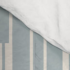 Minimalist Geo Chain Vertical  Block Stripe Pattern in Light Blue Gray and Cream Comforter Gallery Image 4