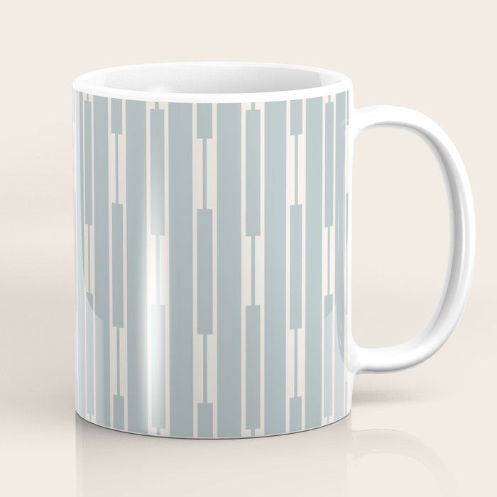 Minimalist Geo Chain Vertical  Block Stripe Pattern in Light Blue Gray and Cream Coffee Mug Gallery Image 1