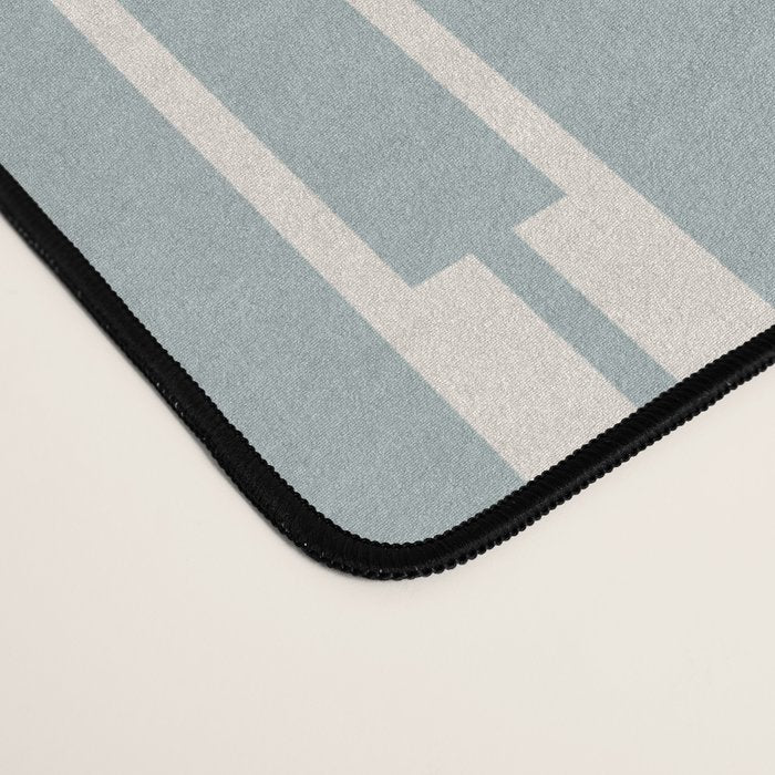Minimalist Geo Chain Vertical  Block Stripe Pattern in Light Blue Gray and Cream Desk Mat Gallery Image 4